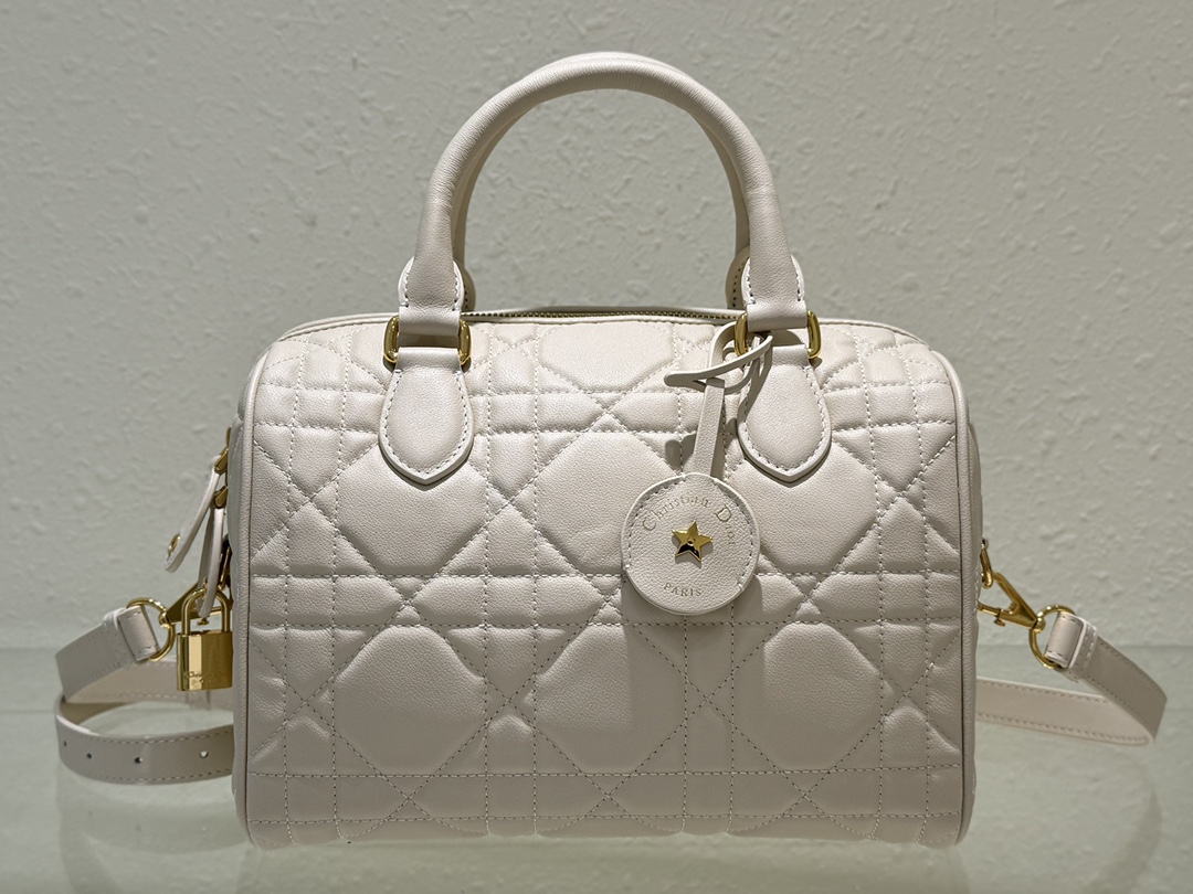 Dior Groove 25 Bag White Macrocannage Calfskin